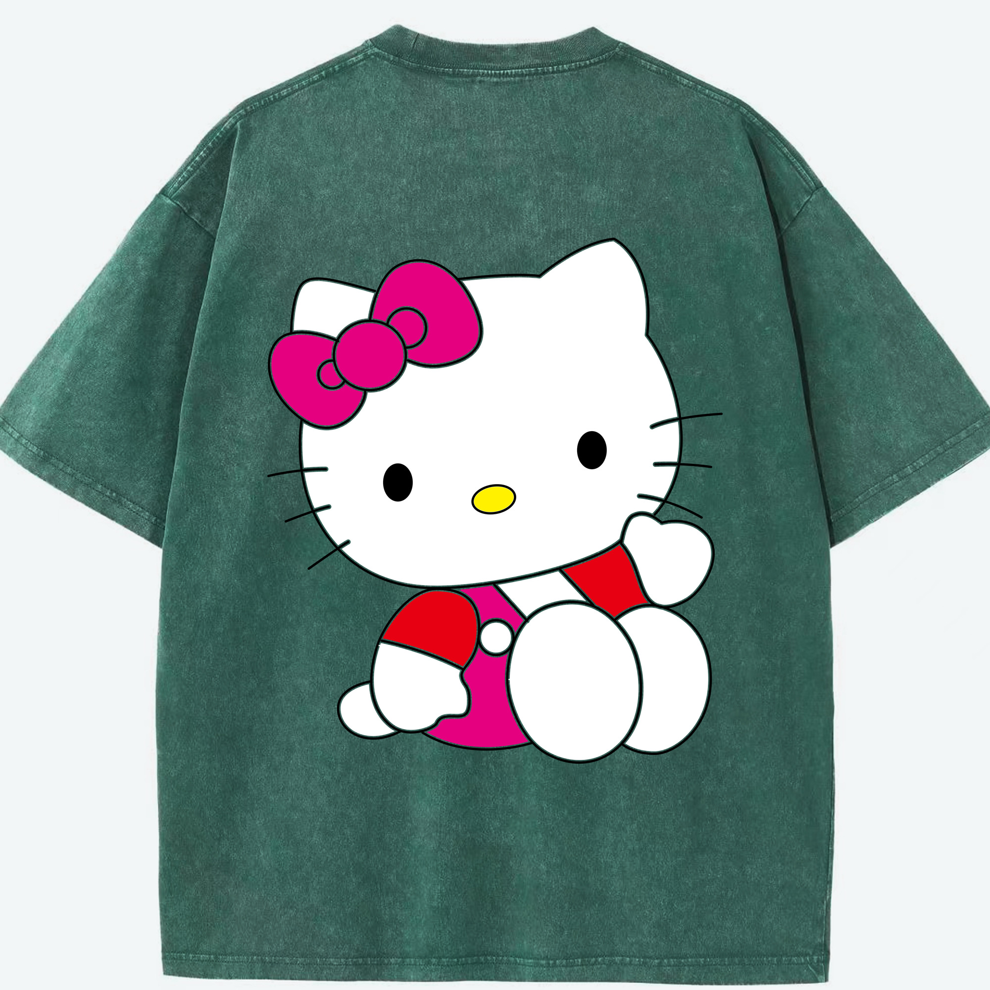 （画像用） Hello Kitty ハローキティ 綿100% ヴィンテージ風 半袖Tシャツ（背面プリント）